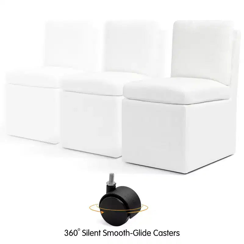 Subrtex Chaises de salle à manger capitonnées avec roulettes, chaise de salon moderne avec roulettes silencieuses pour salon, livrée assemblée, couleur avoine