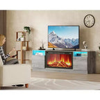 70 Black TV Stand for Living Room C Modern Wooden TV Console Table with Storage Cabinet, Fits TVs up to 75, Compatible with 36 Electric Fireplace