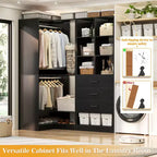 Besiost Set of 2 Freestanding Closet System with 4 Drawers, Walk-In Wardrobe Organizer with Hanging Rod