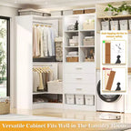 Besiost Set of 2 Freestanding Closet System with 4 Drawers, Walk-In Wardrobe Organizer with Hanging Rod