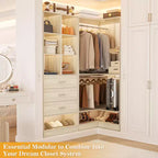 Besiost Set of 2 Freestanding Closet System with 4 Drawers, Walk-In Wardrobe Organizer with Hanging Rod