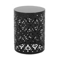 Side Table, Cylindrical End Table, Large Metal Side Table - Black Finish for Living Room/Patio