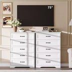 Commode à 5 tiroirs, blanche, rangement robuste, tiroirs à coulissement doux, pour chambre à coucher et chambre d'amis