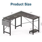 Bureau d'angle en forme de L TUYOHW pour le jeu et le bureau, bureau de jeu d'angle de 127 cm avec support CPU et poche latérale, poste de travail de bureau à domicile