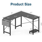 Bureau d'angle en forme de L TUYOHW pour le jeu et le bureau, bureau de jeu d'angle de 127 cm avec support CPU et poche latérale, poste de travail de bureau à domicile