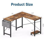Bureau d'angle en forme de L TUYOHW pour le jeu et le bureau, bureau de jeu d'angle de 127 cm avec support CPU et poche latérale, poste de travail de bureau à domicile