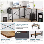 Bureau d'angle en forme de L TUYOHW pour le jeu et le bureau, bureau de jeu d'angle de 127 cm avec support CPU et poche latérale, poste de travail de bureau à domicile