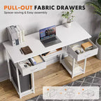 TUYOHW 48 Bureau d'ordinateur avec 2 tiroirs, bureau d'écriture avec étagères ouvertes pour coiffeuse, bureau d'étude, bureau de jeu pour bureau à domicile, dortoir
