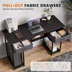 TUYOHW 48 Bureau d'ordinateur avec 2 tiroirs, bureau d'écriture avec étagères ouvertes pour coiffeuse, bureau d'étude, bureau de jeu pour bureau à domicile, dortoir