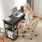 TUYOHW 48 Bureau d'ordinateur avec 2 tiroirs, bureau d'écriture avec étagères ouvertes pour coiffeuse, bureau d'étude, bureau de jeu pour bureau à domicile, dortoir