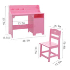 Bureau d'étude en bois avec chaise et armoire pour enfants