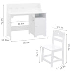 Bureau d'étude en bois avec chaise et armoire pour enfants