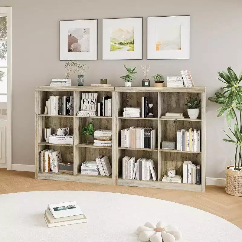 Meuble de rangement 6 cubes, étagère de présentation à 3 niveaux, étagère bibliothèque à casiers, bibliothèque moderne, bibliothèque ouverte en bois pour chambre, salle de classe, bureau