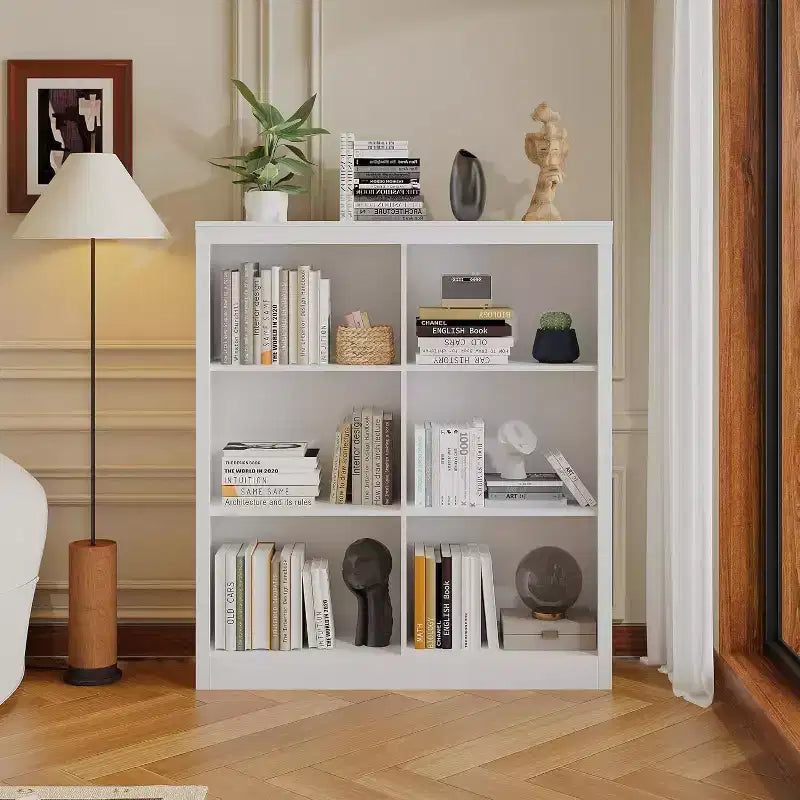 Meuble de rangement 6 cubes, étagère de présentation à 3 niveaux, étagère bibliothèque à casiers, bibliothèque moderne, bibliothèque ouverte en bois pour chambre, salle de classe, bureau