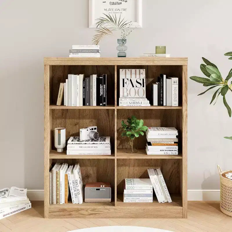 Meuble de rangement 6 cubes, étagère de présentation à 3 niveaux, étagère bibliothèque à casiers, bibliothèque moderne, bibliothèque ouverte en bois pour chambre, salle de classe, bureau