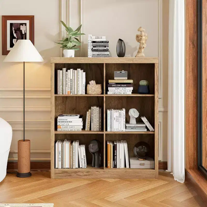 Meuble de rangement 6 cubes, étagère de présentation à 3 niveaux, étagère bibliothèque à casiers, bibliothèque moderne, bibliothèque ouverte en bois pour chambre, salle de classe, bureau