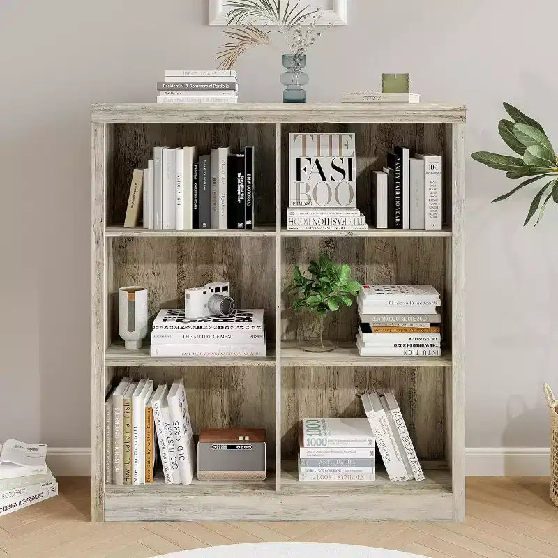 Meuble de rangement 6 cubes, étagère de présentation à 3 niveaux, étagère bibliothèque à casiers, bibliothèque moderne, bibliothèque ouverte en bois pour chambre, salle de classe, bureau