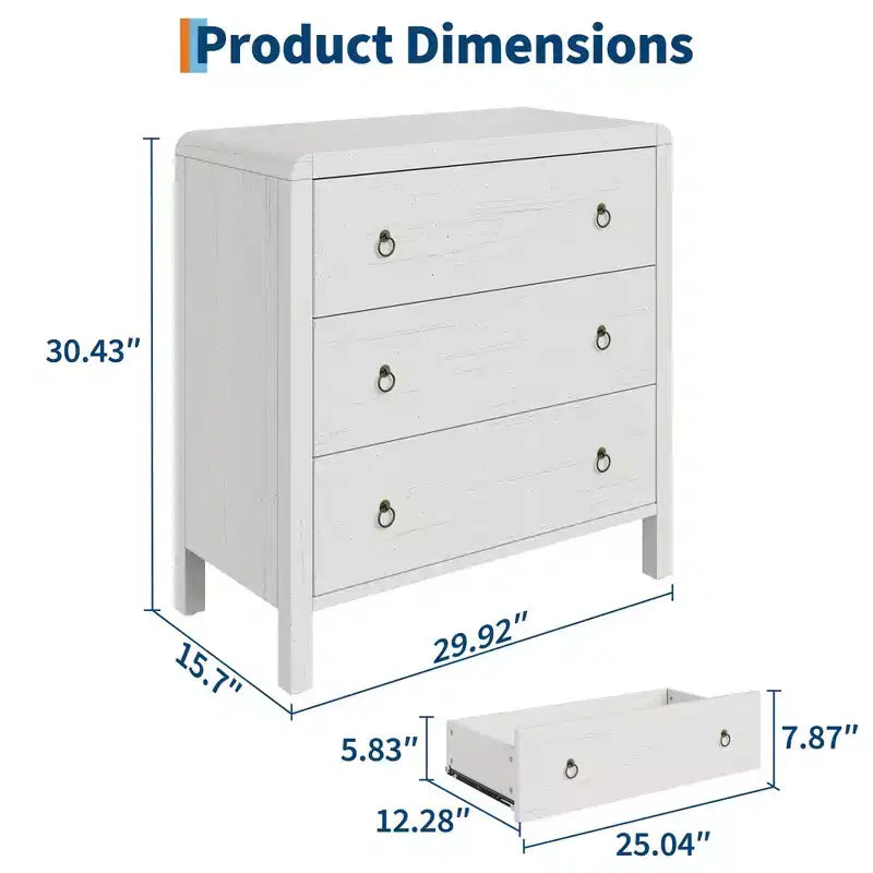 Commode/Commode de chevet blanche - Commode en bois pour chambre à coucher/salon (Organisateur de rangement, Design moderne)