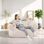 Pouf VEVOR, Fauteuil poire avec accoudoirs pour adultes, rembourrage moelleux en mousse haute densité avec fermeture éclair, Beige
