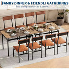 Ensemble de salle à manger 5 pièces, ensemble de table de cuisine en bois avec 4 chaises rembourrées en PU, ensemble de dînette avec cadre en métal industriel