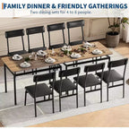 Ensemble de salle à manger 5 pièces, ensemble de table de cuisine en bois avec 4 chaises rembourrées en PU, ensemble de dînette avec cadre en métal industriel