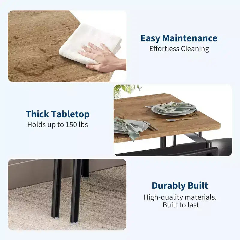 Ensemble de salle à manger 5 pièces, ensemble de table de cuisine en bois avec 4 chaises rembourrées en PU, ensemble de dînette avec cadre en métal industriel