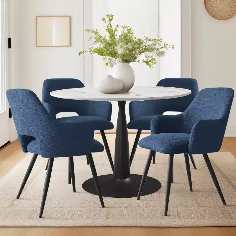Lot de 2 chaises de salle à manger rembourrées avec accoudoirs, chaises d'appoint modernes avec pieds en métal, assise rembourrée confortable pour salle à manger, cuisine - Panipeachy