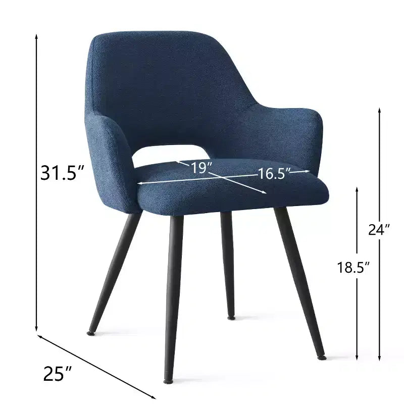 Lot de 2 chaises de salle à manger rembourrées avec accoudoirs, chaises d'appoint modernes avec pieds en métal, assise rembourrée confortable pour salle à manger, cuisine - Panipeachy