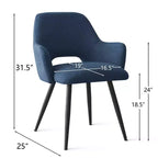 Lot de 2 chaises de salle à manger rembourrées avec accoudoirs, chaises d'appoint modernes avec pieds en métal, assise rembourrée confortable pour salle à manger, cuisine - Panipeachy