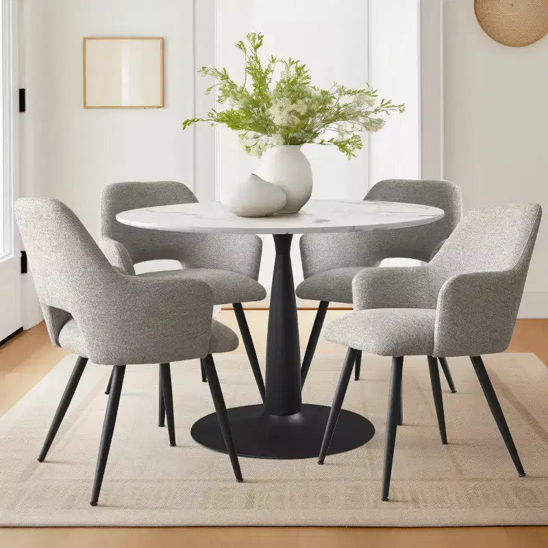 Lot de 2 chaises de salle à manger rembourrées avec accoudoirs, chaises d'appoint modernes avec pieds en métal, assise rembourrée confortable pour salle à manger, cuisine - Panipeachy