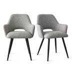 Lot de 2 chaises de salle à manger rembourrées avec accoudoirs, chaises d'appoint modernes avec pieds en métal, assise rembourrée confortable pour salle à manger, cuisine - Panipeachy
