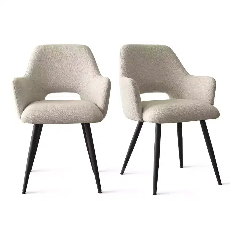 Lot de 2 chaises de salle à manger rembourrées avec accoudoirs, chaises d'appoint modernes avec pieds en métal, assise rembourrée confortable pour salle à manger, cuisine - Panipeachy