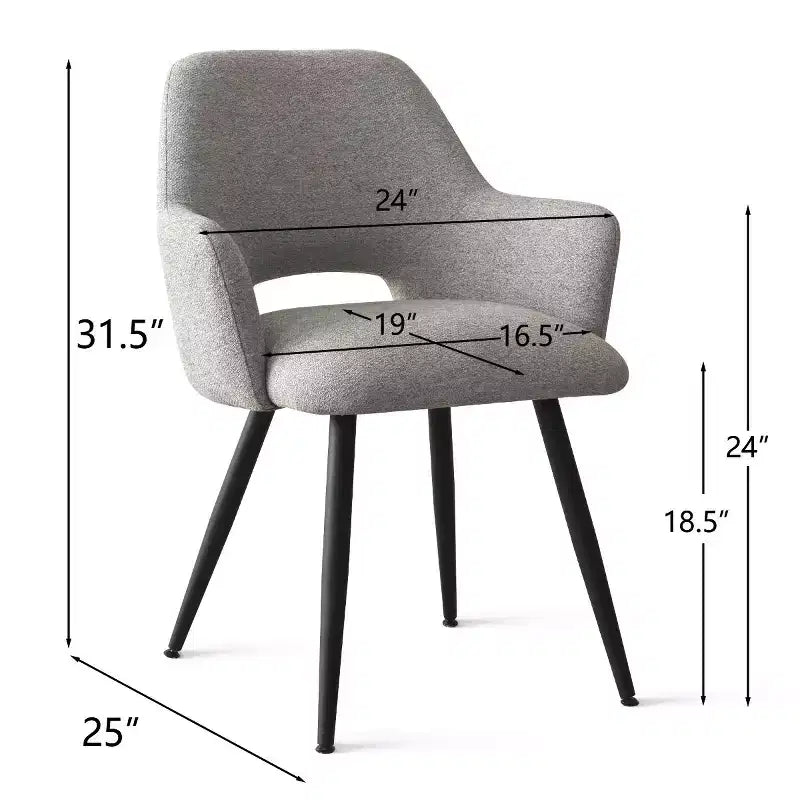 Lot de 2 chaises de salle à manger rembourrées avec accoudoirs, chaises d'appoint modernes avec pieds en métal, assise rembourrée confortable pour salle à manger, cuisine - Panipeachy