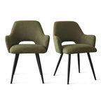 Lot de 2 chaises de salle à manger rembourrées avec accoudoirs, chaises d'appoint modernes avec pieds en métal, assise rembourrée confortable pour salle à manger, cuisine - Panipeachy
