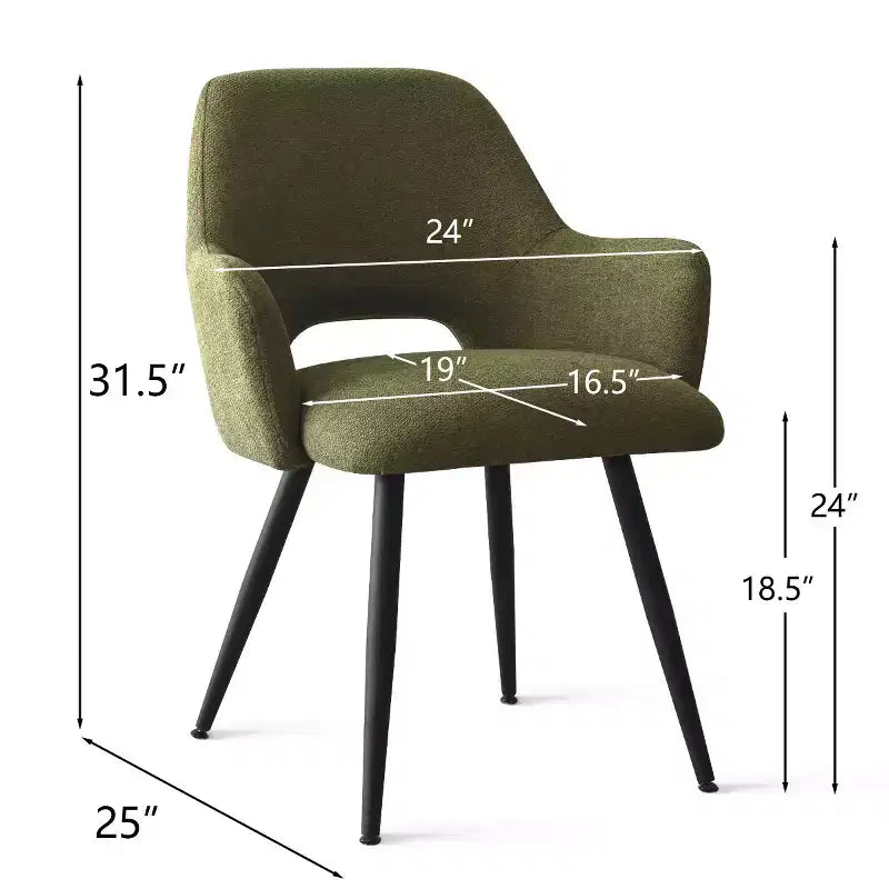 Lot de 2 chaises de salle à manger rembourrées avec accoudoirs, chaises d'appoint modernes avec pieds en métal, assise rembourrée confortable pour salle à manger, cuisine - Panipeachy