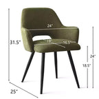 Lot de 2 chaises de salle à manger rembourrées avec accoudoirs, chaises d'appoint modernes avec pieds en métal, assise rembourrée confortable pour salle à manger, cuisine - Panipeachy