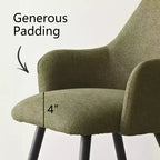Lot de 2 chaises de salle à manger rembourrées avec accoudoirs, chaises d'appoint modernes avec pieds en métal, assise rembourrée confortable pour salle à manger, cuisine - Panipeachy