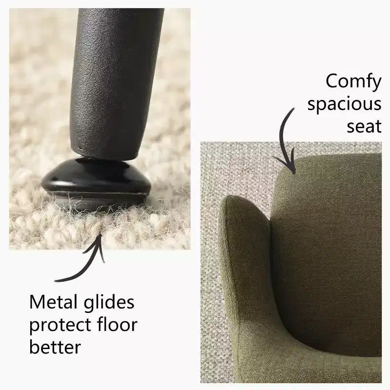 Lot de 2 chaises de salle à manger rembourrées avec accoudoirs, chaises d'appoint modernes avec pieds en métal, assise rembourrée confortable pour salle à manger, cuisine - Panipeachy