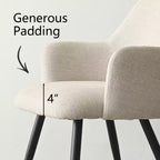 Lot de 2 chaises de salle à manger rembourrées avec accoudoirs, chaises d'appoint modernes avec pieds en métal, assise rembourrée confortable pour salle à manger, cuisine - Panipeachy