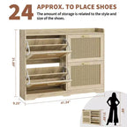 Meuble à chaussures Garvee en rotin avec 4 tiroirs basculants, meuble de rangement de chaussures dissimulé, grand meuble à chaussures autoportant en bois respirant