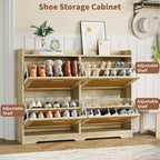 Meuble à chaussures Garvee en rotin avec 4 tiroirs basculants, meuble de rangement de chaussures dissimulé, grand meuble à chaussures autoportant en bois respirant
