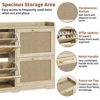 Meuble à chaussures Garvee en rotin avec 4 tiroirs basculants, meuble de rangement de chaussures dissimulé, grand meuble à chaussures autoportant en bois respirant