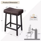 Lot de 2 tabourets de bar à hauteur de comptoir, en cuir PU avec pieds en métal robuste, sièges épais en forme de selle, tabourets de petit-déjeuner