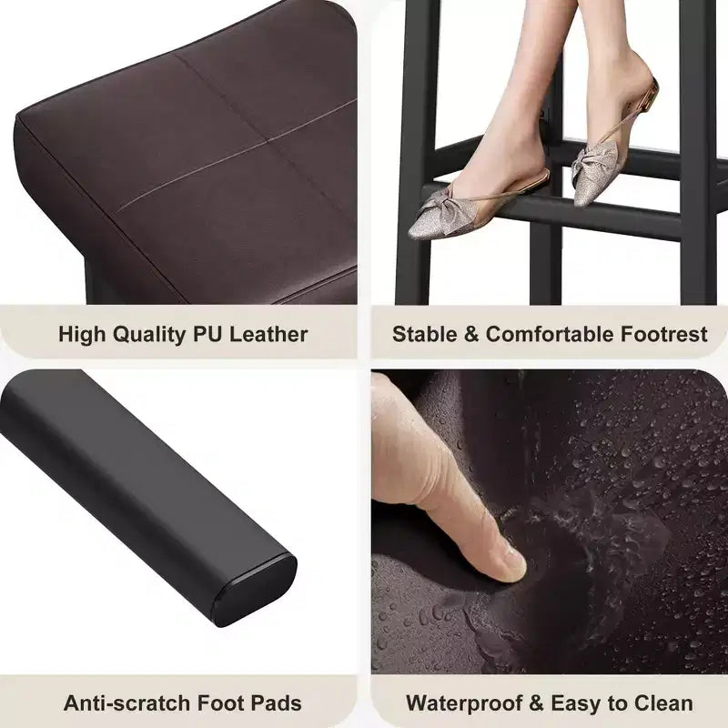 Lot de 2 tabourets de bar à hauteur de comptoir, en cuir PU avec pieds en métal robuste, sièges épais en forme de selle, tabourets de petit-déjeuner