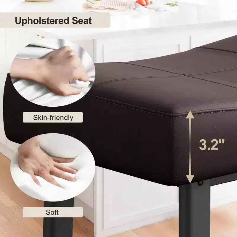 Lot de 2 tabourets de bar à hauteur de comptoir, en cuir PU avec pieds en métal robuste, sièges épais en forme de selle, tabourets de petit-déjeuner