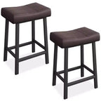 Lot de 2 tabourets de bar à hauteur de comptoir, en cuir PU avec pieds en métal robuste, sièges épais en forme de selle, tabourets de petit-déjeuner