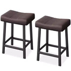 Lot de 2 tabourets de bar à hauteur de comptoir, en cuir PU avec pieds en métal robuste, sièges épais en forme de selle, tabourets de petit-déjeuner