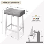 Lot de 2 tabourets de bar à hauteur de comptoir, en cuir PU avec pieds en métal robuste, sièges épais en forme de selle, tabourets de petit-déjeuner