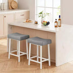 Lot de 2 tabourets de bar à hauteur de comptoir, en cuir PU avec pieds en métal robuste, sièges épais en forme de selle, tabourets de petit-déjeuner