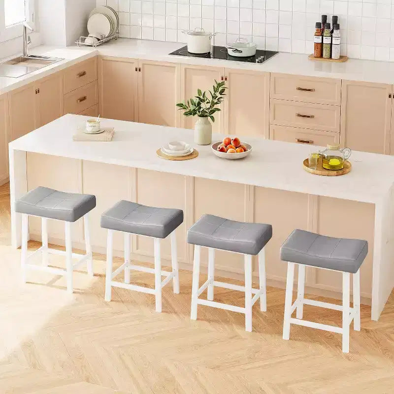 Lot de 2 tabourets de bar à hauteur de comptoir, en cuir PU avec pieds en métal robuste, sièges épais en forme de selle, tabourets de petit-déjeuner